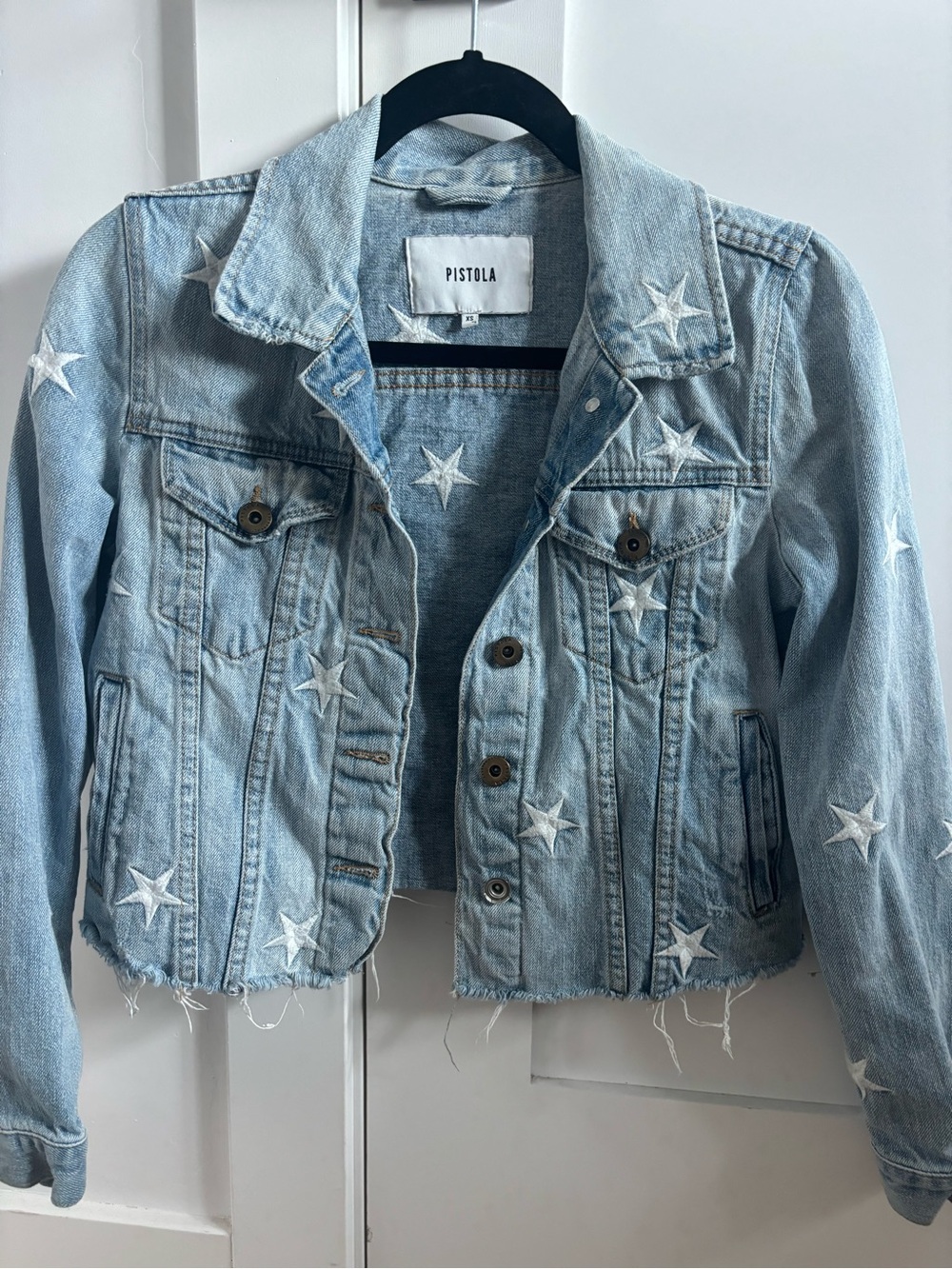Pistola Light Blue Denim Jacket with White Star Embroidery